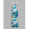 Vacation Dress Marble Fluid Swirl Tie Dye Print Bodycon Mermaid Maxi Dress - Bleu M | US 6