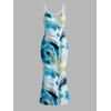 Vacation Dress Marble Fluid Swirl Tie Dye Print Bodycon Mermaid Maxi Dress - Bleu M | US 6