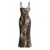 Vacation Dress Mixed Leopard Tiger Patchwork Print Bodycon Mermaid Maxi Dress - Brun L | US 8-10