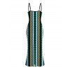 Hawaiian Vacation Dress Colorblock Zig Zag Print Bodycon Mermaid Maxi Dress - multicolor XXL | US 14