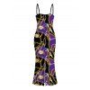 Vacation Dress Colorblock Vintage Chain Print Bodycon Mermaid Maxi Dress - Pourpre XXL | US 14