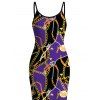 Vacation Dress Colorblock Vintage Chain Print Bodycon Mermaid Maxi Dress - Pourpre XXL | US 14