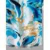 Men's Vacation Shirt Marble Fluid Swirl Tie Dye Print Button Up Shirt - Bleu 5XL