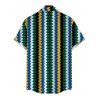Men's Hawaiian Vacation Shirt Colorblock Zig Zag Print Button Up Shirt - multicolor 5XL