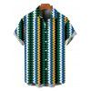 Men's Hawaiian Vacation Shirt Colorblock Zig Zag Print Button Up Shirt - multicolor 5XL