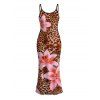 Vacation Dress Lily Floral Leopard Print Bodycon Mermaid Maxi Dress - Brun Légère XXL | US 14
