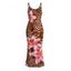 Vacation Dress Lily Floral Leopard Print Bodycon Mermaid Maxi Dress - Brun Légère XXL | US 14
