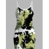 Vacation Dress Splatter Ink Camo Print Bodycon Mermaid Maxi Dress - Vert XXL | US 14