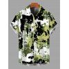 Men's Vacation Shirt Splatter Ink Camo Print Button Up Shirt - Vert 5XL