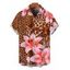 Men's Vacation Shirt Lily Floral Leopard Print Button Up Shirt - Brun Légère 5XL