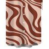 Men's Casual Shirt Swirl Abstract Wave Print Button Up Shirt - Abricot M