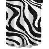 Men's Casual Shirt Swirl Abstract Wave Print Button Up Shirt - Blanc 5XL