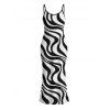 Vacation Dress Swirl Abstract Wave Print Bodycon Mermaid Maxi Dress - Blanc XXL | US 14
