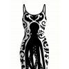Vacation Gothic Dress Colorblock Octopus Totem Print Bodycon Mermaid Maxi Dress - Noir XXL | US 14
