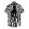 Men's Vacation Gothic Shirt Colorblock Octopus Totem Print Button Up Shirt - Noir 5XL