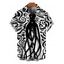 Men's Vacation Gothic Shirt Colorblock Octopus Totem Print Button Up Shirt - Noir 5XL