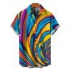 Men's Vacation Shirt Colorful Swirl Abstract Ripple Print Button Up Shirt - multicolor A 5XL