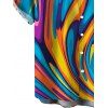 Men's Vacation Shirt Colorful Swirl Abstract Ripple Print Button Up Shirt - multicolor A 5XL