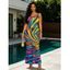 Vacation Dress Colorful Swirl Abstract Ripple Print Bodycon Mermaid Maxi Dress - multicolor A XXL | US 14
