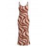 Vacation Dress Swirl Abstract Wave Print Bodycon Mermaid Maxi Dress - Abricot M | US 6