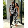 Vacation Gothic Couple Outfit Colorblock Octopus Totem Print Bodycon Mermaid Maxi Dress and Shirt Set - Noir S | US 4