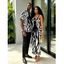 Vacation Gothic Couple Outfit Colorblock Octopus Totem Print Bodycon Mermaid Maxi Dress and Shirt Set - Noir S | US 4