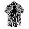 Vacation Gothic Couple Outfit Colorblock Octopus Totem Print Bodycon Mermaid Maxi Dress and Shirt Set - Noir S | US 4