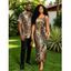 Vacation Couple Outfit Mixed Leopard Tiger Patchwork Print Bodycon Mermaid Maxi Dress and Shirt Set - Brun S | US 4