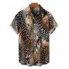 Vacation Couple Outfit Mixed Leopard Tiger Patchwork Print Bodycon Mermaid Maxi Dress and Shirt Set - Brun S | US 4