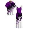 Vacation Couple Outfit Contrast Color Flame Print Bodycon Mermaid Maxi Dress and Shirt Set - Concorde S | US 4