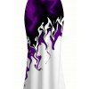 Vacation Couple Outfit Contrast Color Flame Print Bodycon Mermaid Maxi Dress and Shirt Set - Concorde S | US 4