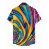 Vacation Couple Outfit Colorful Swirl Abstract Ripple Print Bodycon Mermaid Maxi Dress and Shirt Set - multicolor A S | US 4
