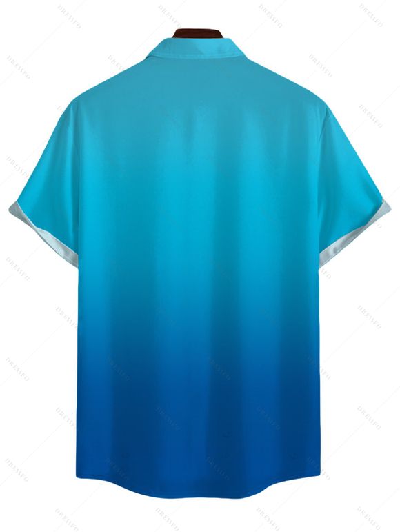 Men's Vacation Shirt Ombre Print Button Up Casual Shirt - Bleu 5XL