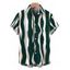 Men's Casual Shirt Colorblock Abstract Wavy Stripe Print Button Up Shirt - Vert profond L
