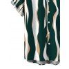 Men's Casual Shirt Colorblock Abstract Wavy Stripe Print Button Up Shirt - DEEP GREEN 2XL