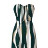 Vacation Jumpsuit Colorblock Abstract Wavy Stripe Print Tied Pocket Off the Shoulder Jumpsuit - Vert profond XL | US 12