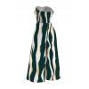 Vacation Jumpsuit Colorblock Abstract Wavy Stripe Print Tied Pocket Off the Shoulder Jumpsuit - Vert profond XL | US 12