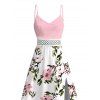 Vacation Couple Outfit Watercolor Pink Peony Floral Print Lace Hollow Out Slit Dress and Shirt Set - Rose S | US 4