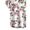 Vacation Couple Outfit Watercolor Pink Peony Floral Print Lace Hollow Out Slit Dress and Shirt Set - Rose S | US 4
