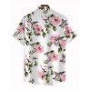 Vacation Couple Outfit Watercolor Pink Peony Floral Print Lace Hollow Out Slit Dress and Shirt Set - Rose S | US 4
