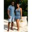 Ethnic Vacation Couple Outfit Zig Zag Geometric Print Cut Out Open Back Halter Dress and Shirt Set - Bleu S | US 4