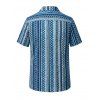 Ethnic Vacation Couple Outfit Zig Zag Geometric Print Cut Out Open Back Halter Dress and Shirt Set - Bleu S | US 4