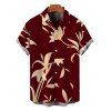 Vacation Couple Outfit Hand‑Drawn Orchid Floral Print Pocket Off the Shoulder Jumpsuit and Shirt Set - Rouge foncé S | US 4