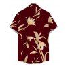 Vacation Couple Outfit Hand‑Drawn Orchid Floral Print Pocket Off the Shoulder Jumpsuit and Shirt Set - Rouge foncé S | US 4