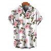 Men's Vacation Shirt Watercolor Pink Peony Floral Print Button Up Shirt - Blanc 5XL