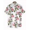 Men's Vacation Shirt Watercolor Pink Peony Floral Print Button Up Shirt - Blanc 5XL