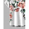 Men's Vacation Shirt Watercolor Peony Floral Leaf Print Button Up Shirt - Blanc 5XL