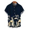 Men's Vacation Shirt Golden Lily Floral Print Button Up Shirt - Bleu de Minuit 5XL