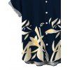 Men's Vacation Shirt Golden Lily Floral Print Button Up Shirt - Bleu de Minuit 5XL