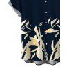 Hawaiian Vacation Couple Outfit Golden Lily Floral Print Lace Hollow Out Spaghetti Strap Slit Dress and Shirt Set - Bleu de Minuit S | US 4